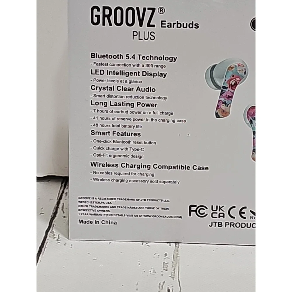 Groovz Plus True Wireless Earbuds with Charging Case - Floral Colors